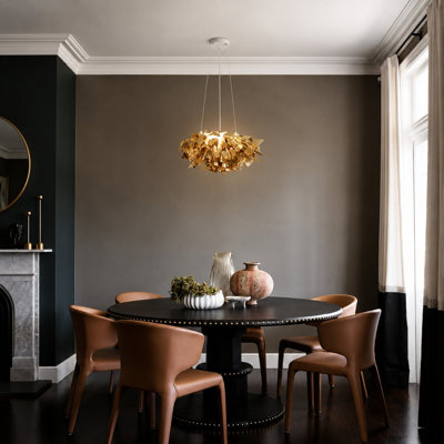 1-Light Shiny Gold Acrylic LED Chandelier With White hardware