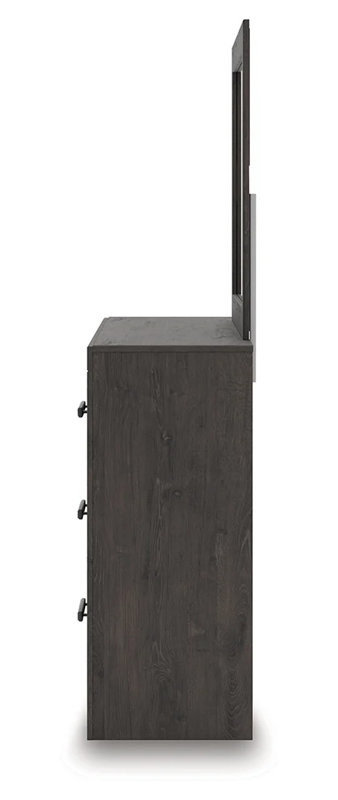 Peny 2Pc Bedroom Dresser And Mirror Set With 6 Drawers, Charcoal Black