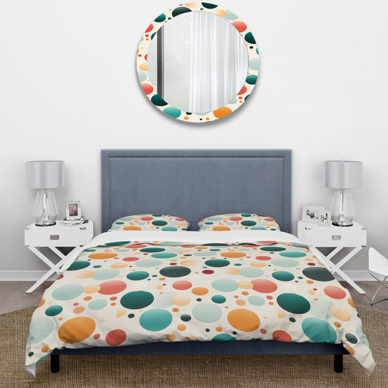Ensemble de housse de couette Turquoise Retro Revival, Housse de couette simple + 1 taie décorative stan