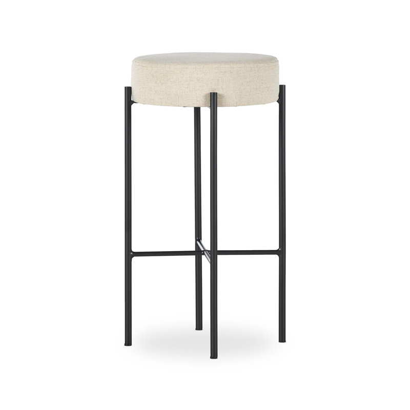 Eugenia Upholstered Bar & Counter Stool with Metal Frame, Counter Stool (26" Seat Height), Savile Flax - Beige