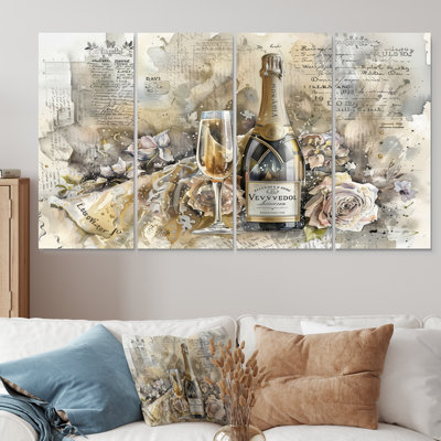 «Elegant Sparkling Wedding Champagne II», ensemble d'art mural champagne
