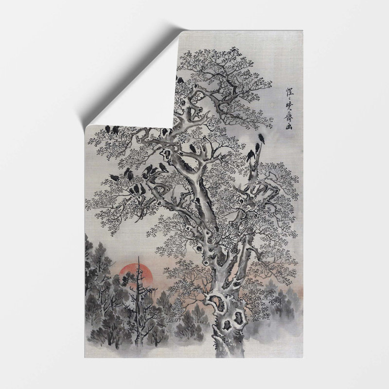 Flock of Crows at Dawn by Kawanabe Kyosai - Frameless Print, 29.7 cm H x 21 cm W