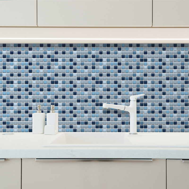 Carrelage mosaïque auto-adhésif 6 po x 12 po, Bleu
