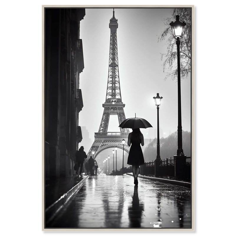 «Stroll In Paris Canvas» par Art Remedy, H 37 po x l 25 po, Cadre argenté