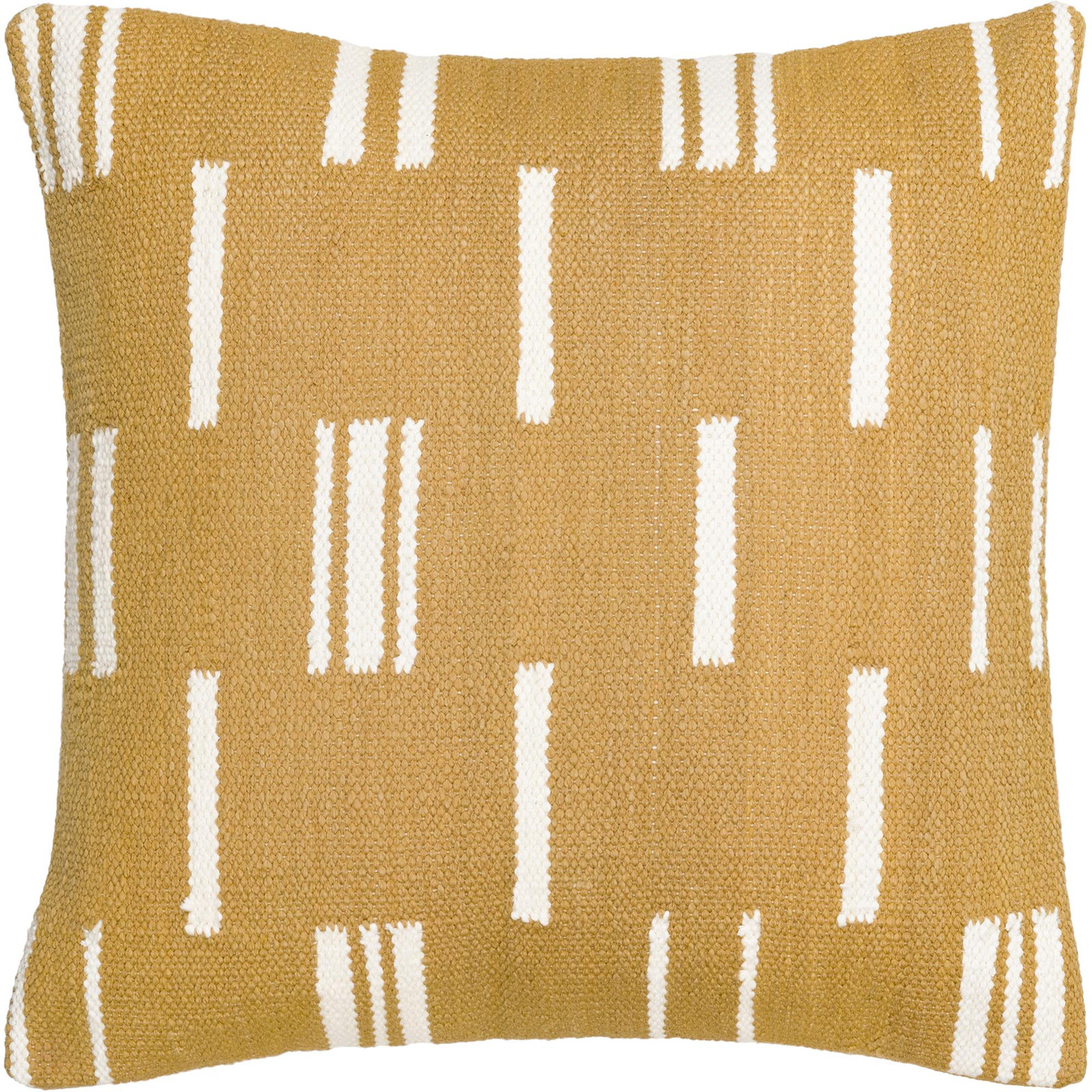 Chanterelle Embroidered Cotton Throw Pillow, 22" x 22", Yellow/White, Pillow Cover Only - No Insert