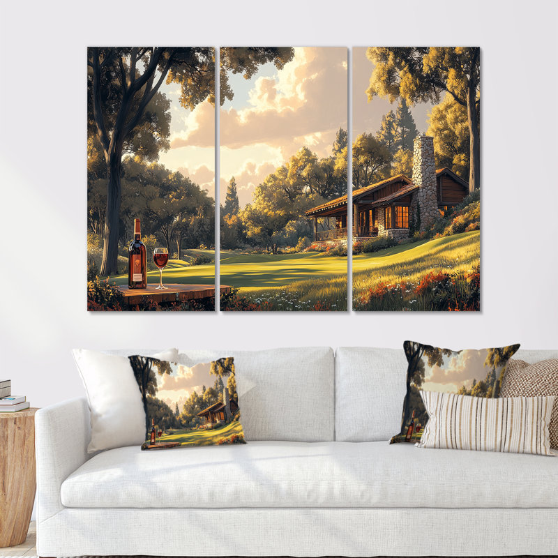 Ensemble de salon Green Golf Course With Cozy Lodge II - Golf Wall Art, Métal métal, H 40 po x l 60 po x P 1 po