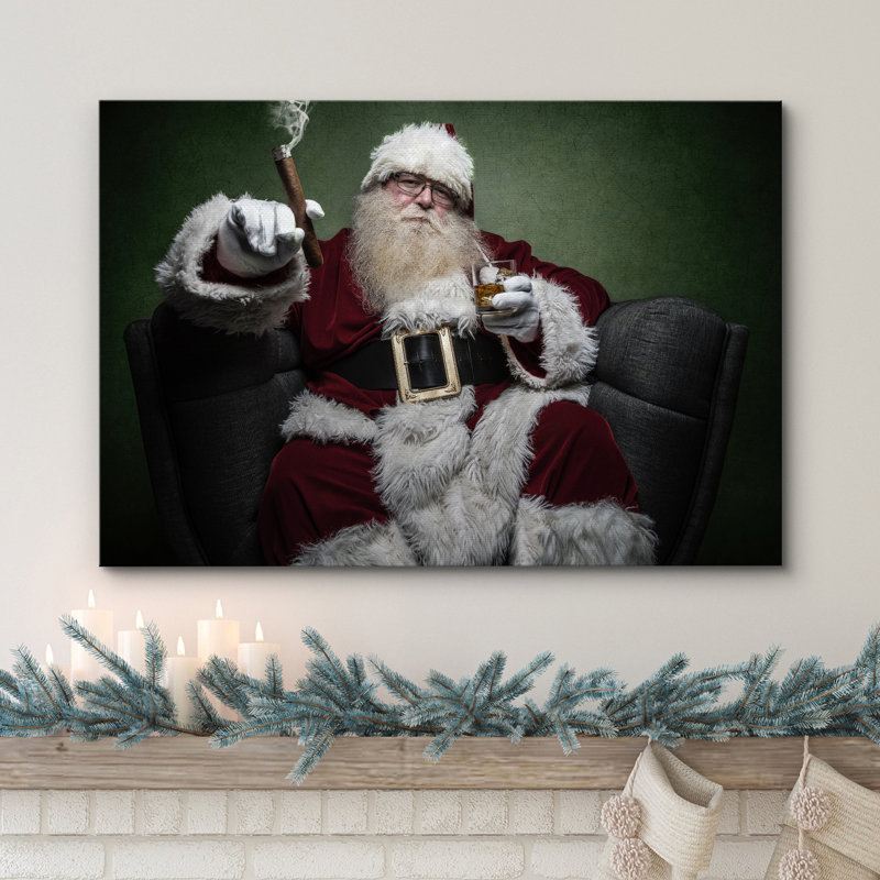 «Christmas Holiday Celebration Santa Claus», reproduction d'art sur toile tendue, H 32 po x l 48 po