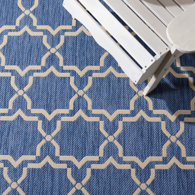 Tapis d'intérieur / extérieur à motif géométrique Dirks Performance, Rond 6 pi 7 po