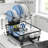 2-Tier Space Saving Dish Drying Rack with Cutlery Holder, Black