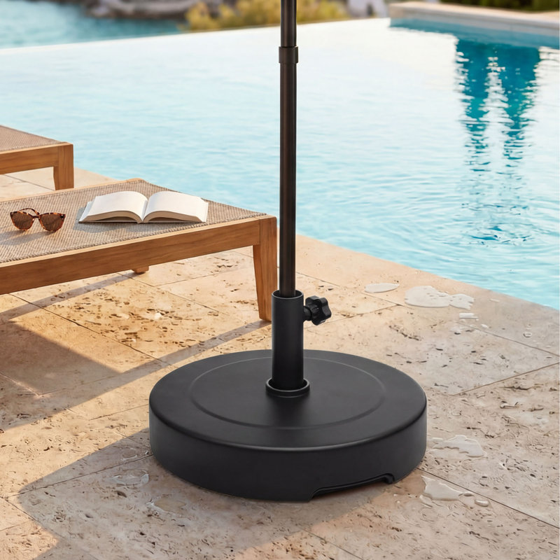  14.75" x 3.6" H Round Low Profile Easy-Fill Umbrella Base, Black