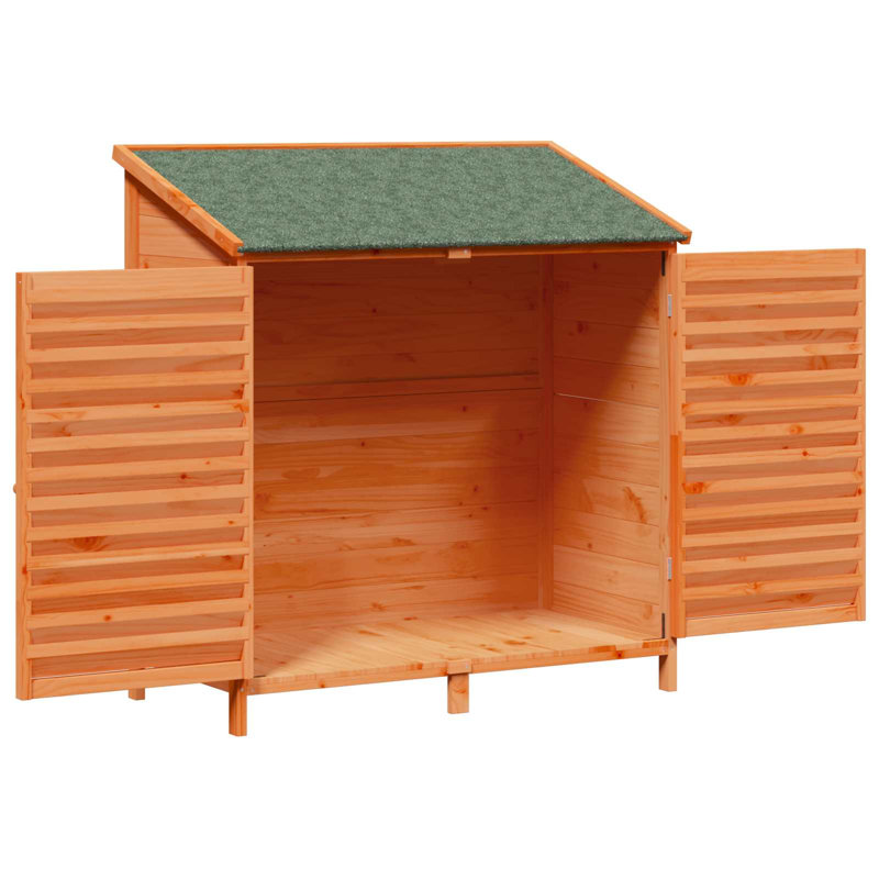 Vidaxl Garden Shed Solid Fir Wood Storage Cabinet Outdoor Modern Design Ample, Brown