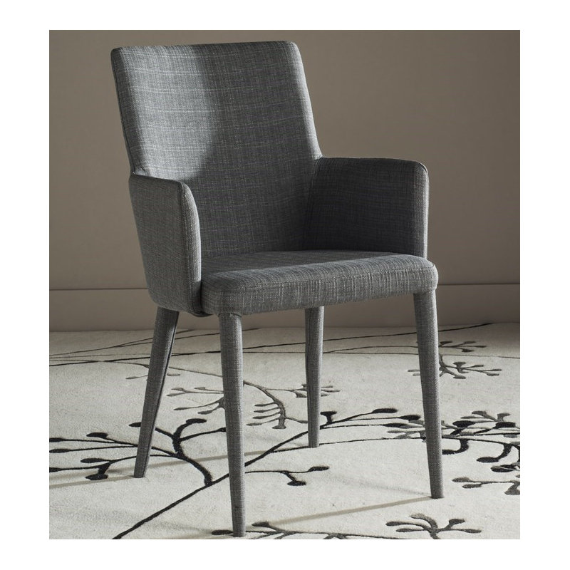 20'' H Metal Armchair, Gray Linen