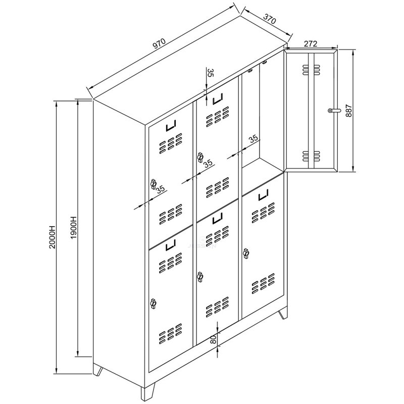 Armoire de rangement Locker, H 78,7 po x l 38,2 po x P 14,6 po, Orange
