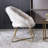 White Faux Fur Accent Chair - Elegant Style, Cushioned Seat, Metal Sled With Gold Finish, Floor Protection, Scratch- Upholstered Modern Glamour, Seat And Back, Frame, Protection