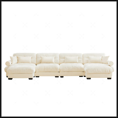 U Shaped Sectional Sofa Cloud Couch With Movable Ottomans