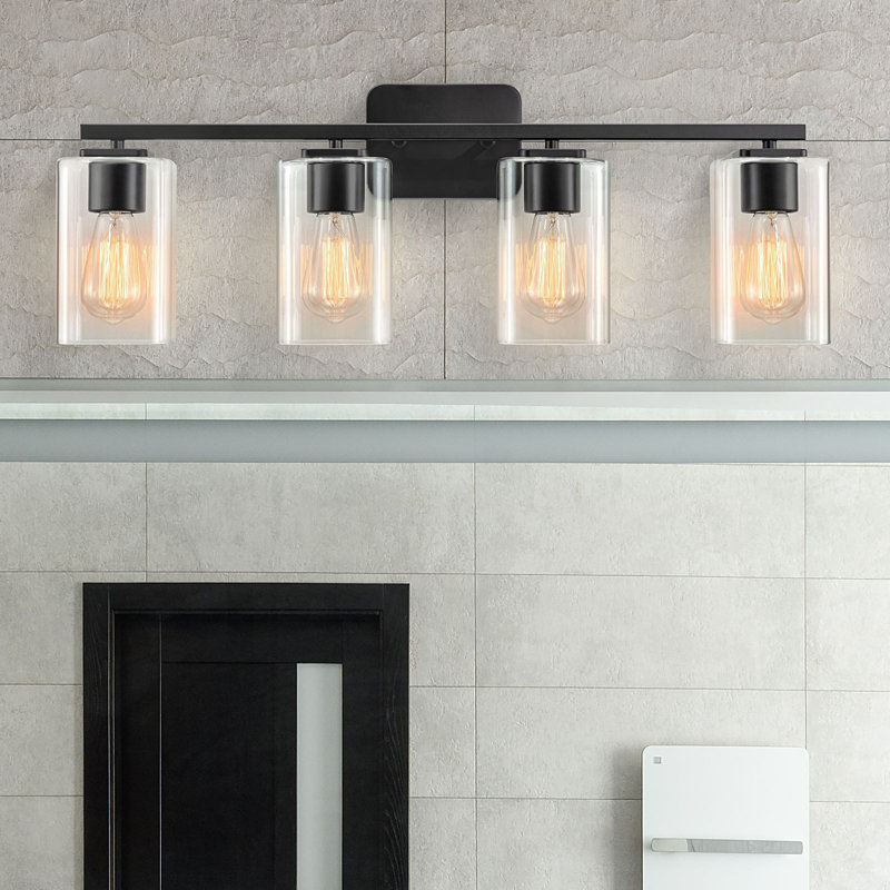 Éclairage pour meuble-lavabo à intensité variable Kagan, Noir mat, 4, Clair