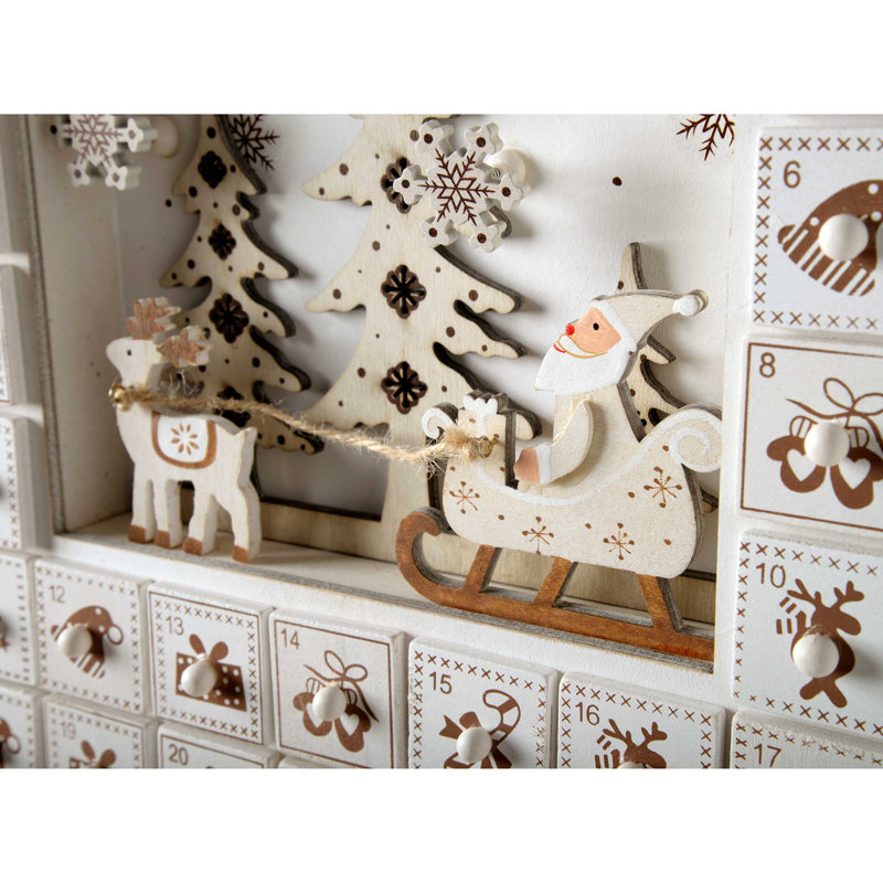 Christmas Advent Calendar, White/Brown