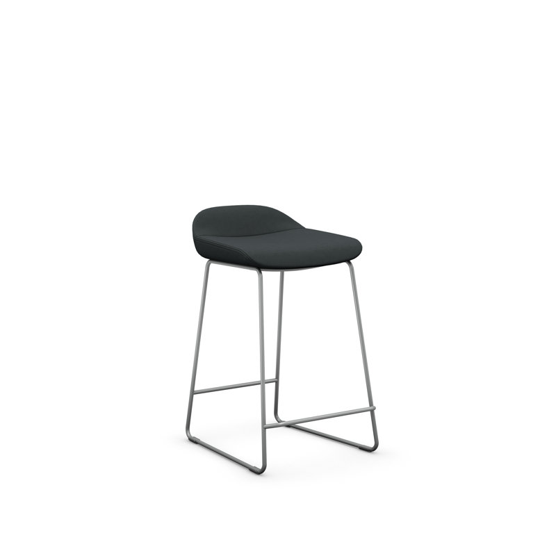 Tabouret Lilly , Argent, Polyester colombe, Tabouret de comptoir (siège d'une hauteur de 24 p