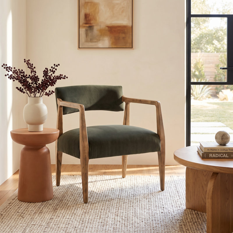 Berthe Upholstered Armchair, Loden Performance Velvet