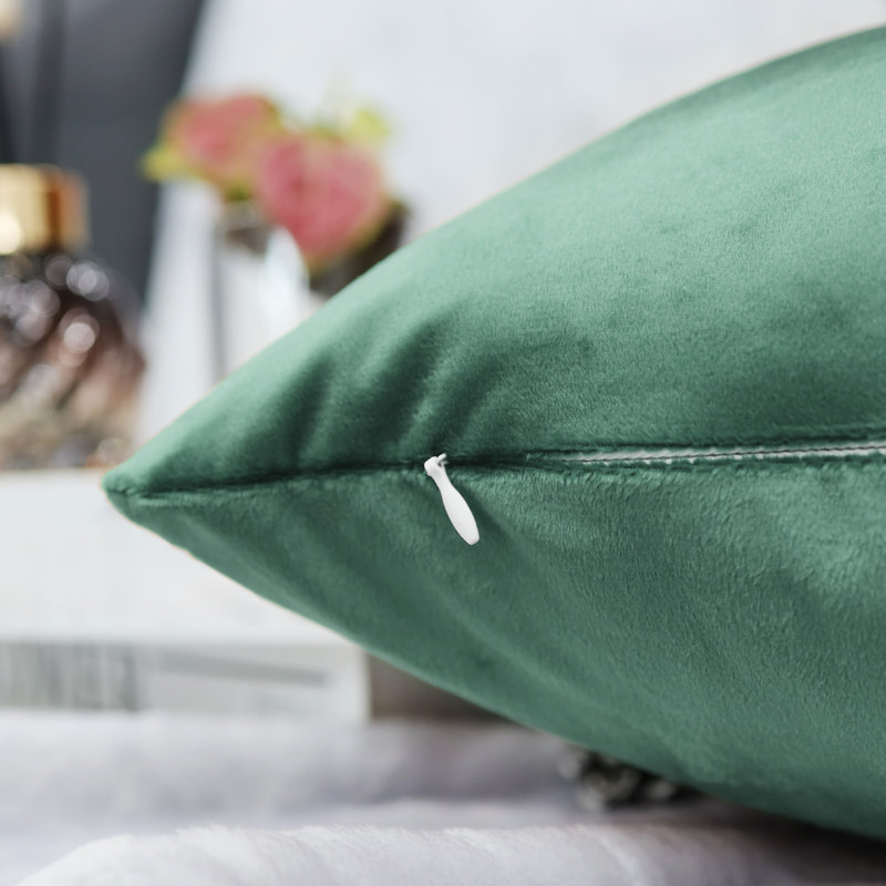 Soft Velvet Decorative Throw Pillow Covers For Couch Sofa, Olive Green, Square 20"