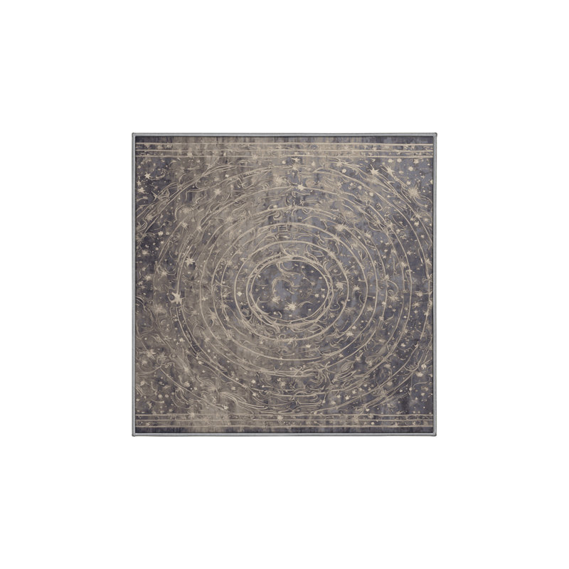 Machine Washable Gray Area Rug, Square 4'