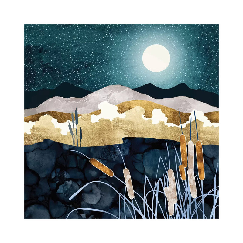 Summer Lake - impression d'art graphique, H 37 po x l 37 po x P 1,5 po, Toile tendue, Aucun mat