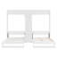 Lits simples escamotables doubles avec armoires et tablettes, blanc