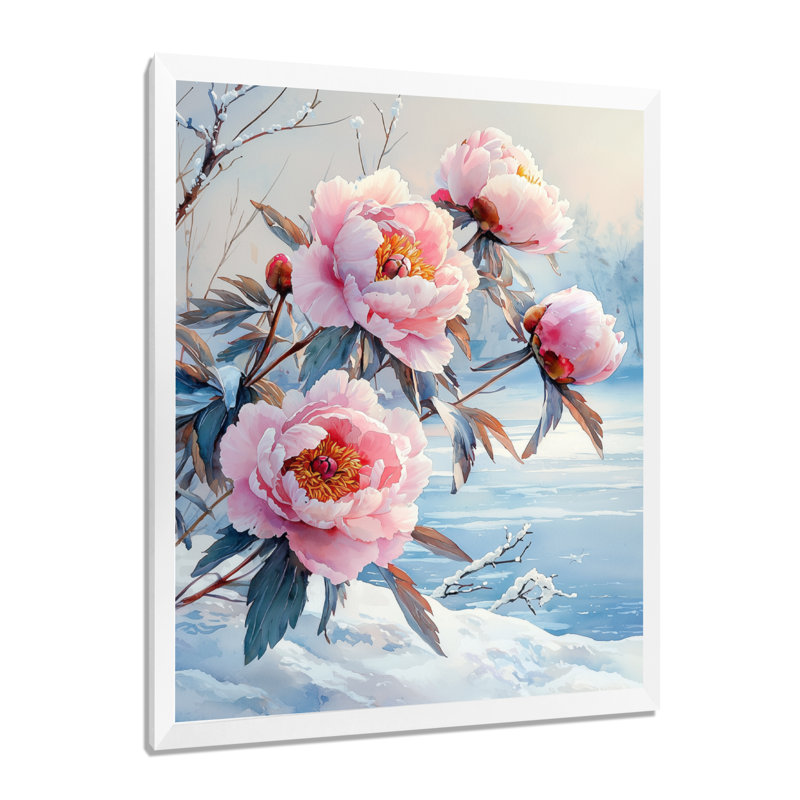 Balnamore - Floral Canvas Prints, H 32 po x l 16 po, Reproduction encadrée sans passe-partout, Blanc