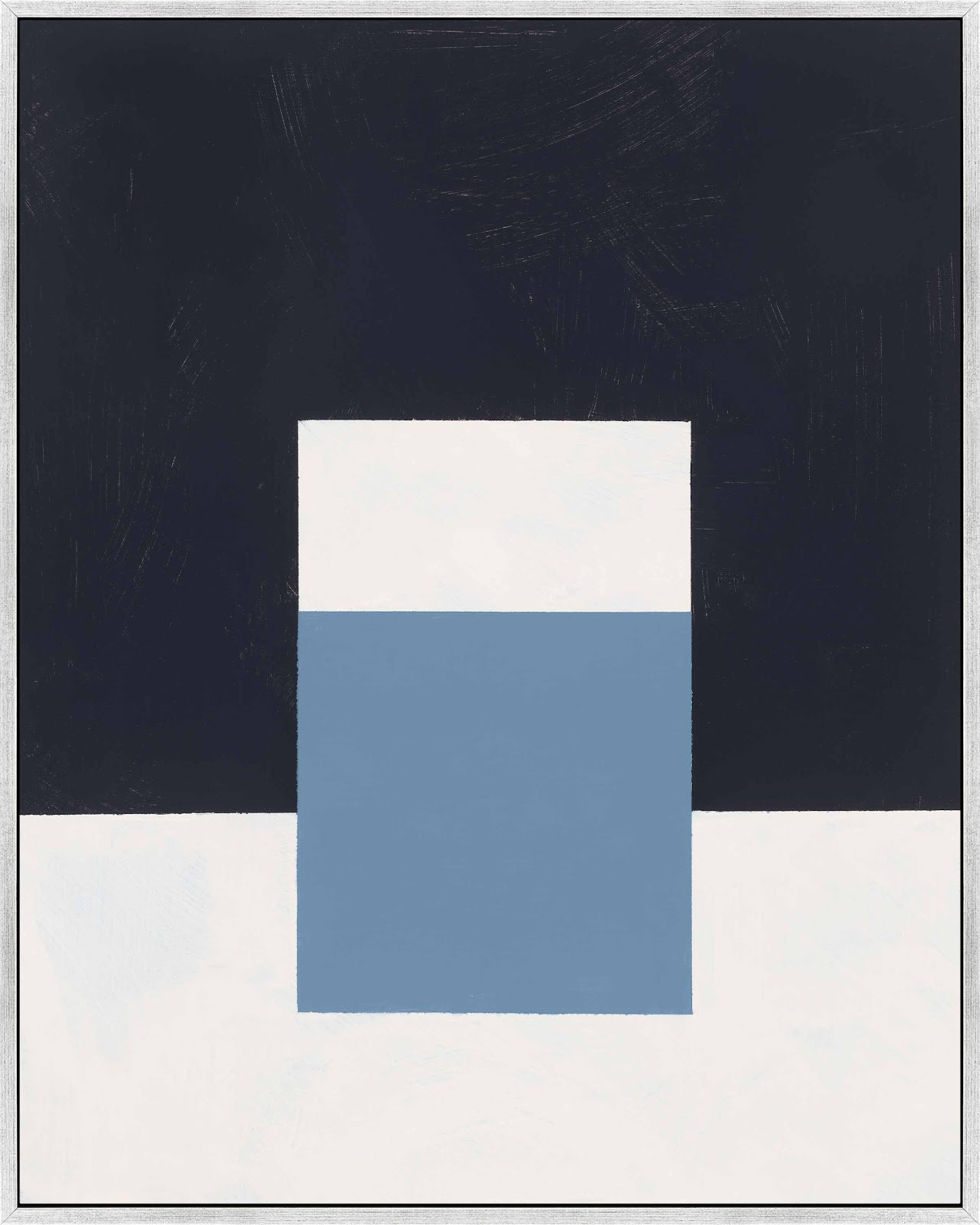 Square Sky by Robert Kamnatnik, Silver Framed Canvas, 30" H x 24" W x 1.38" D