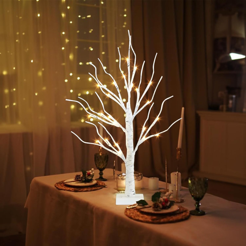 Artificial 2FT Birch Tree with LED Lights, Warm White