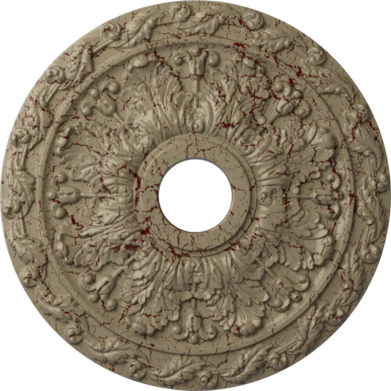 Médaillon de plafond classique Endurathane, diamètre extérieur de 18 5/8 po, diamètre intérieur de 4 po x P 1 1/8 po (convient aux auvents jusqu'à 12 3/4 po), fini cuivre poli peint à la main