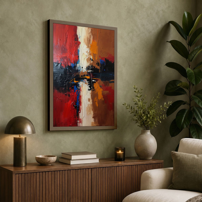 Chromatic Tension Abstract - Wrapped Canvas, 24x16 - 61.0 x 40.6 cm, Cream Border