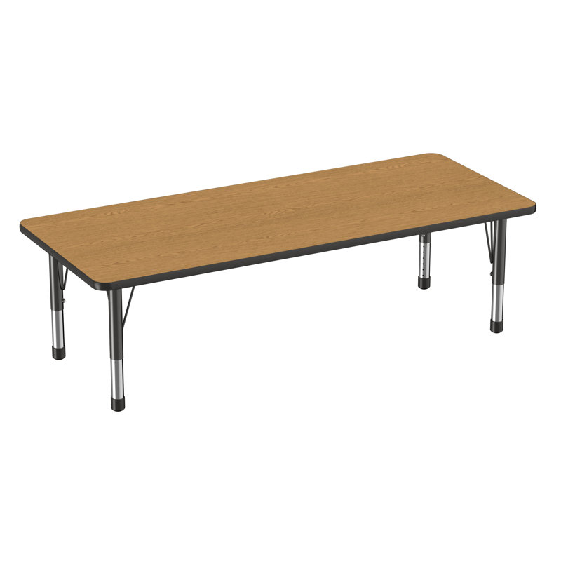 Table d'activité rectangulaire à hauteur réglable en forme de T, Épais, Gris / bleu marine / noir, 30 po x 72 po