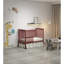 Lit de bébé convertible 3-en-1 en cerisier, fabriqué en bois massif durable;, finition non toxique, livré avec roues verrouillables, mobilier de chambre de bébé en bois-1894209349