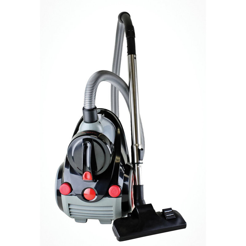 OVENTE Bagless Canister Vacuum Cleaner with Powerful Multi-Surface Suction, Telescoping Wand and Automatic Cord Rewind, Lightweight Corded Cleaning Machine for Hard Floors and Carpets, Black ST2000
