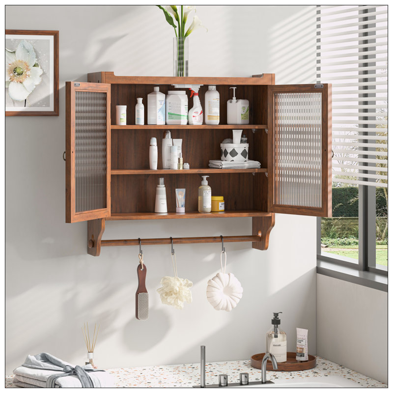 Armoire murale avec porte-serviettes 24,8 po, Brun