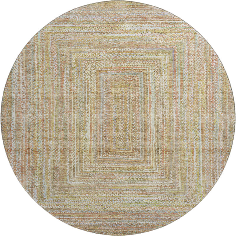 Premium Machine Washable Lubbers AMF1726 Geometric Rug, Round 8'