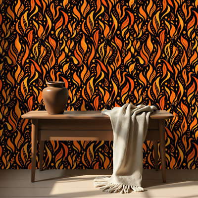 Peler et coller le papier peint en tissu avec des rayures de tigre de peau de bête abstraites à motif de zébrures, 45,7 x 300 cm (17,7 po x 118 po)