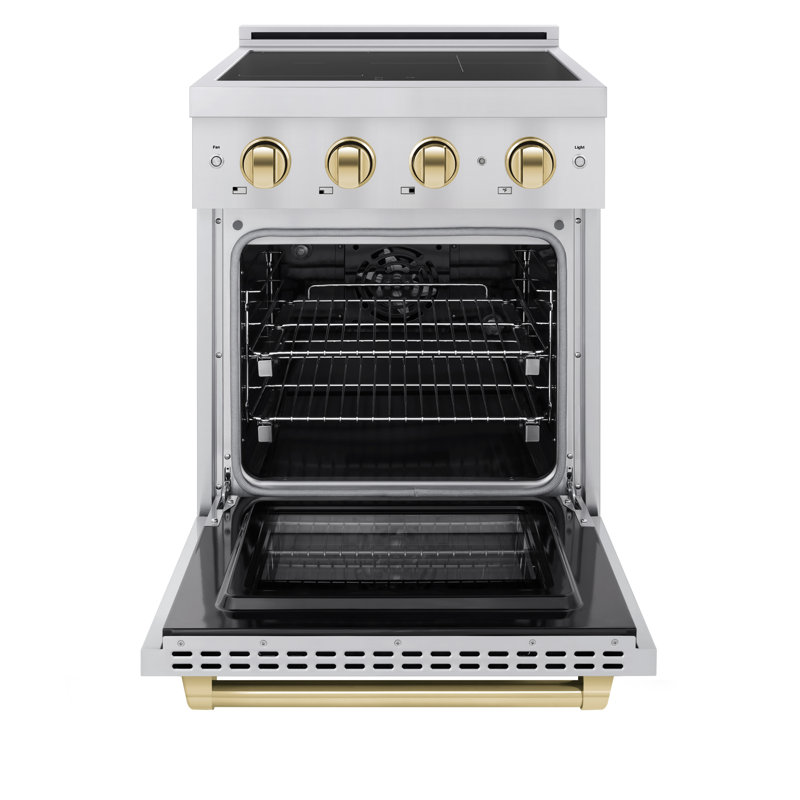 ZLINE Autograph 24 in. Paramount Induction Range with 3 Element Cooktop & Polished Gold Accents, Polished Gold