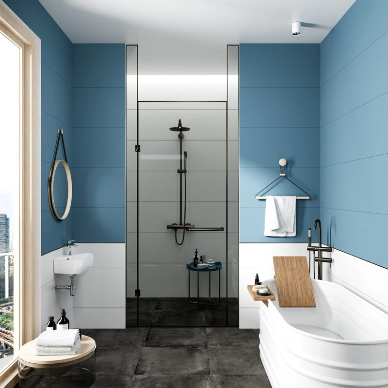  45x28cm Wall Hung Basin Sink Combo, Small Cloakroom Basin, White Ceramic Bathroom Wash Basin - Right Hand Sink Set (Include Faucet & Pop-up Drain)