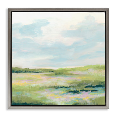 Pastel Meadow Landscape Framed Floater Canvas Wall Art By June Erica Vess