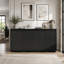 Armoire d'appoint à texture verticale ondulée avec conception sans poignée (bord de porte comme poignée), armoire de rangement de cuisine autoportante pour la salle à manger-133071672
