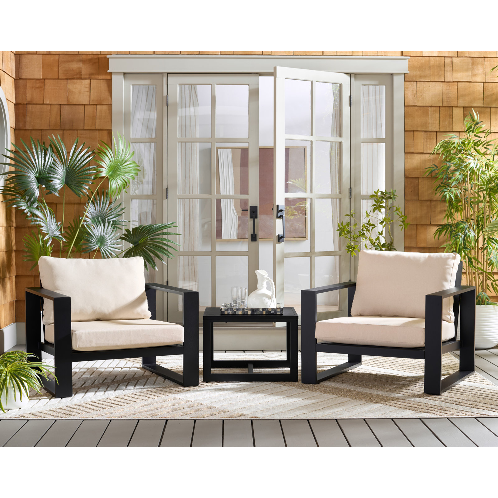 Dwyer 2-Person Patio Seating Group, Black
