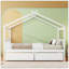 Lit double en bois avec tiroirs, blanc-129747070