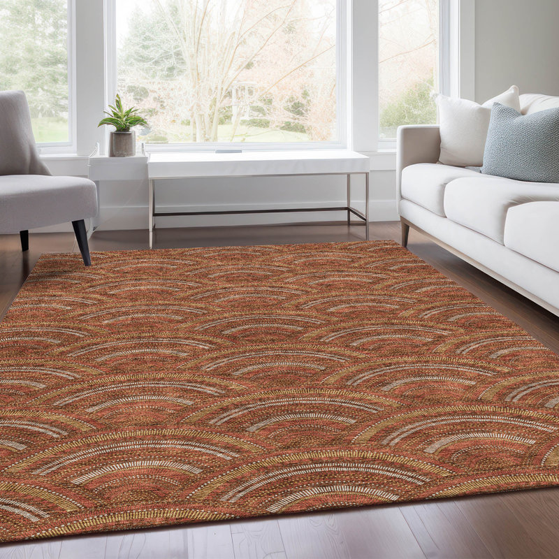 Premium Machine Washable Prisco Paprika Rug, Rectangle 9' x 12'