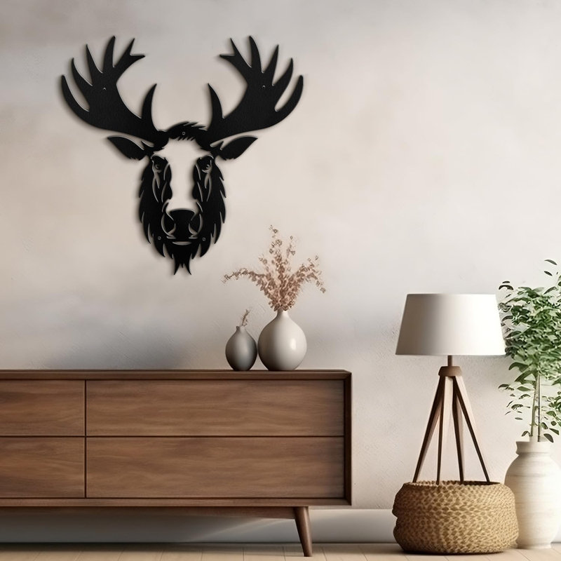 Décoration murale en métal, H 24 po x l 24 po x P 0,05 po, Noir