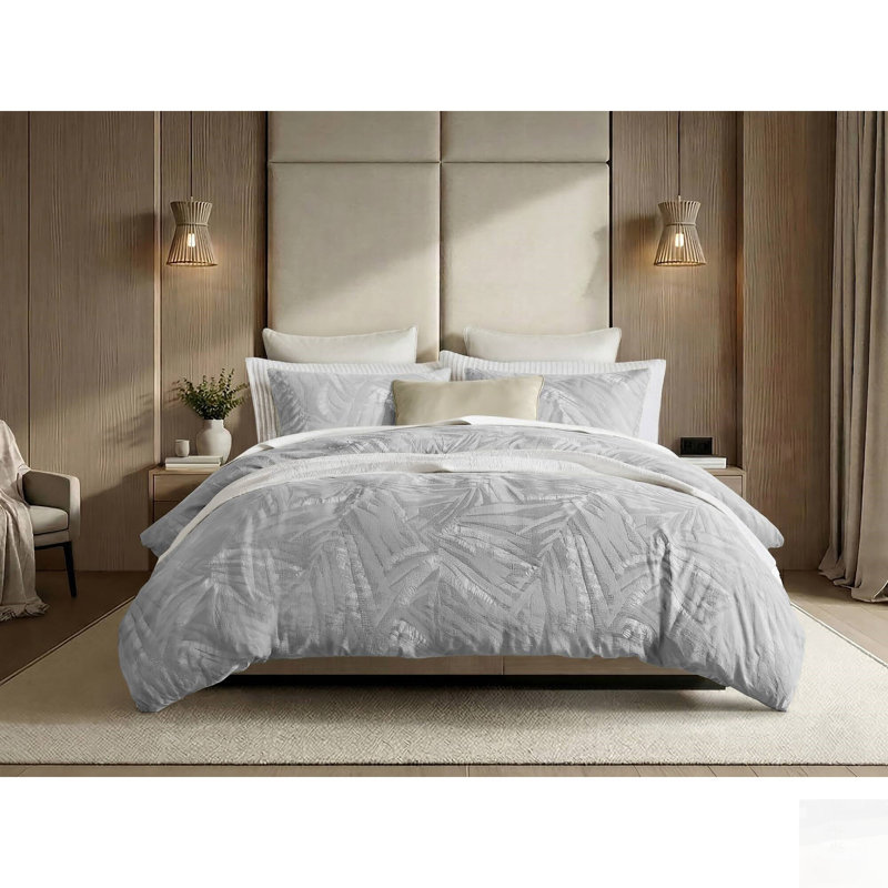 Ensemble de housse de couette en coton 3 pièces, doux et infroissable avec finition délavée