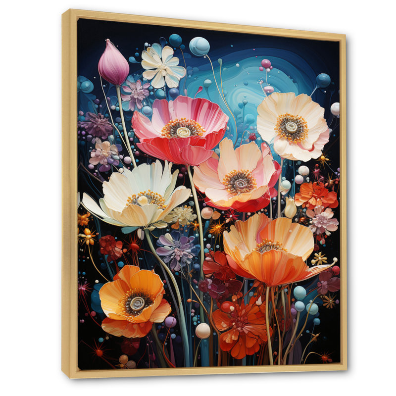 Fleurs sauvages en fleurs sur toile, H 44 po x l 34 po x P 1,5 po, Cadre naturel flottant