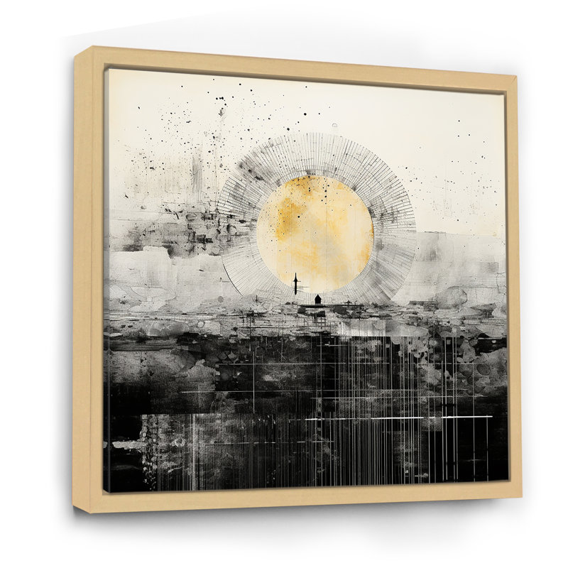 Minimalisme noir et blanc coucher de soleil rêverie - impression, H 16 po x l 16 po x P 1 po, Cadre naturel flottant
