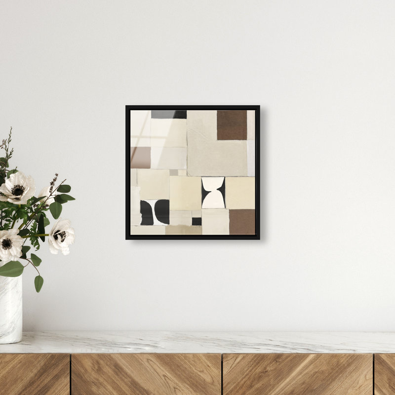 Boho Tiles II Print by Oliver Gal, 13" H x 13" W, Black Floater Frame